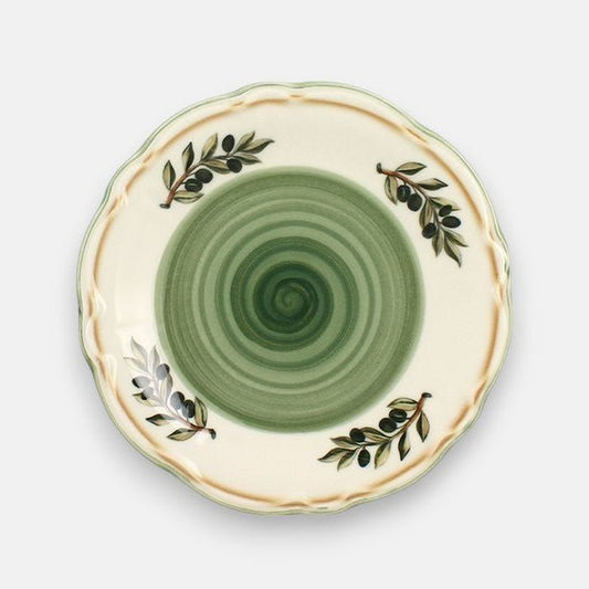 Ontbijtbord 22cm met opdruk van olijftakken in mediterraan thema