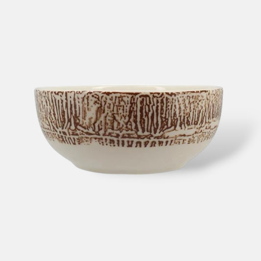 Porseleinen kom Lodge met grafische print in neutrale bruintinten 12 cm ontbijtkom