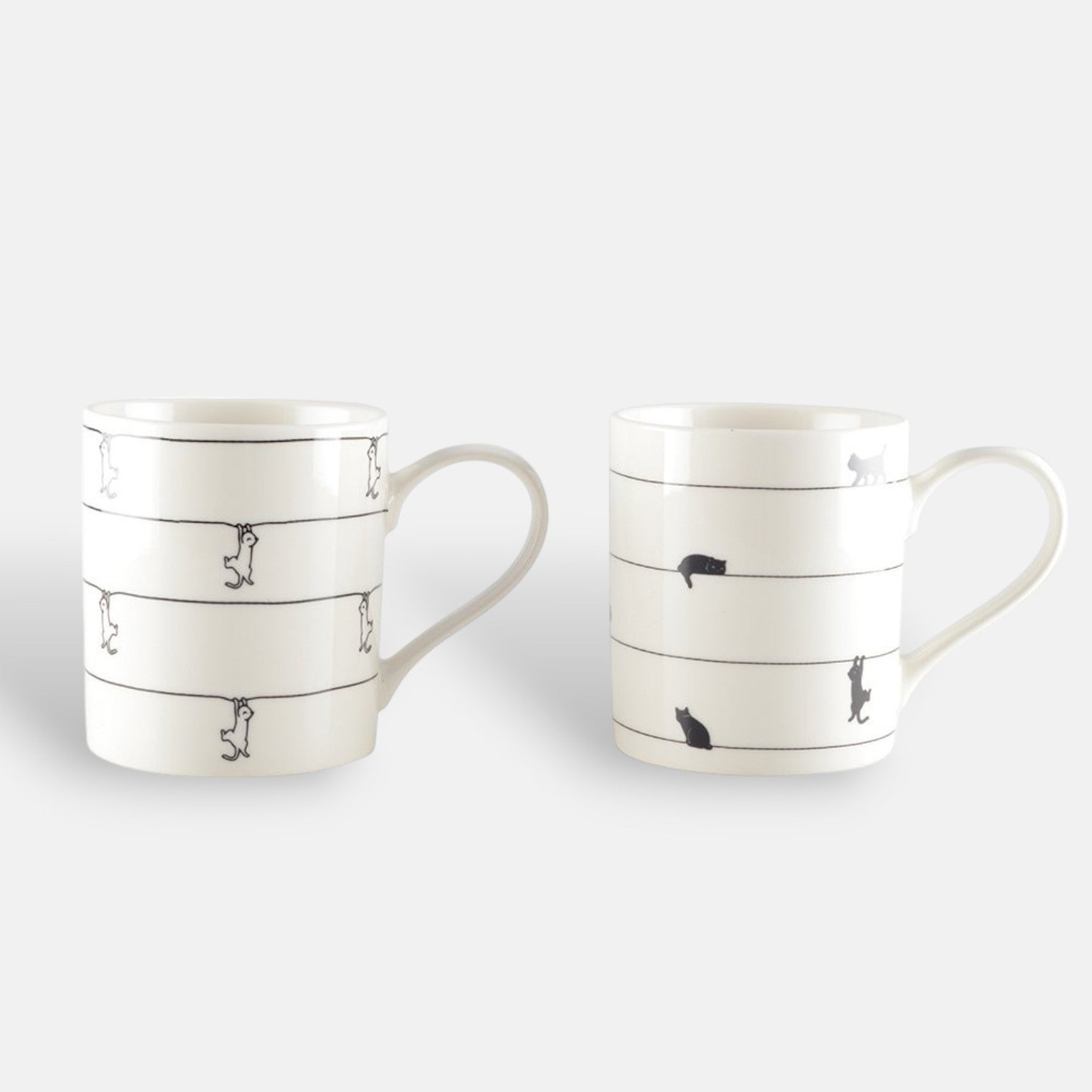 Mokkenset 2 stuks met grappige kattenprint zwart wit