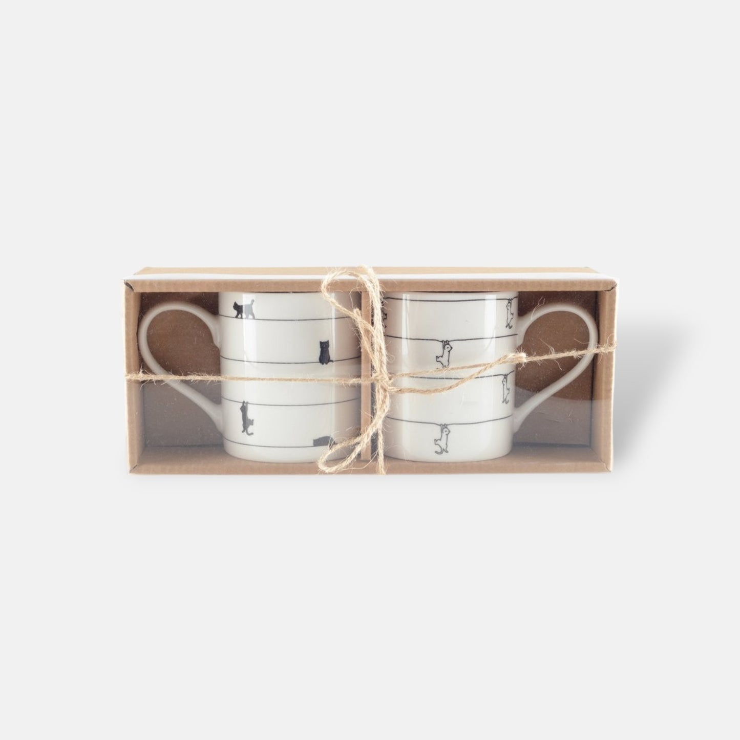 Mokkenset 2 stuks met kattenprint zwart wit verpakking
