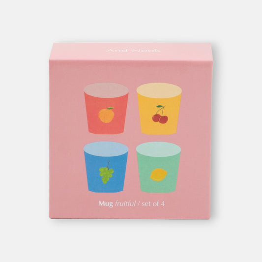 And Nook Fruitful mokkenset vrolij gekleurd met fruitopdruk 4 delig verpakking