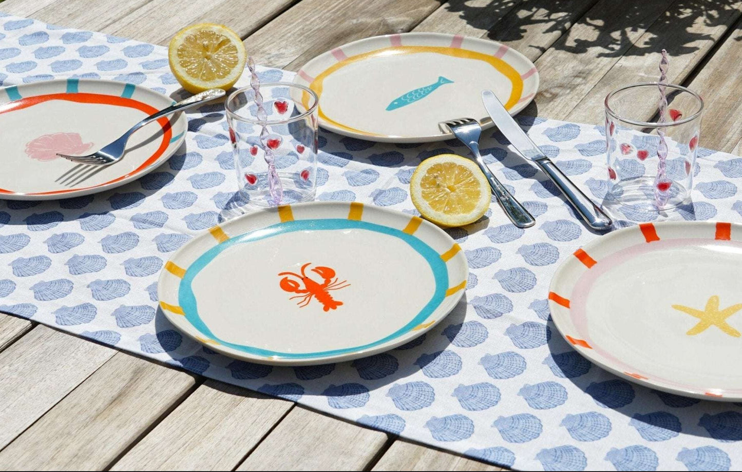 Marine bordenset And Nook 4 delig met vrolijke print in Marine thema