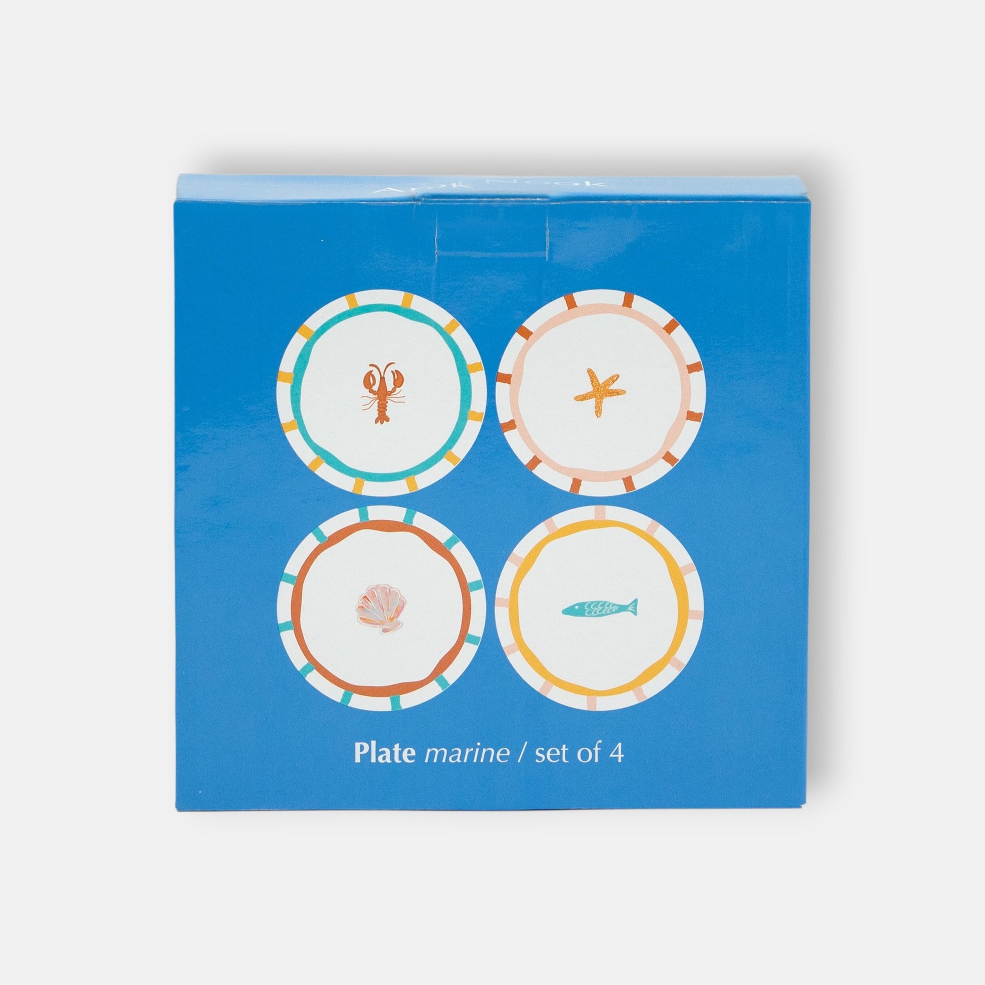 Verpakking And Nook Marine bordenset 4 delig met vrolijke Marine print