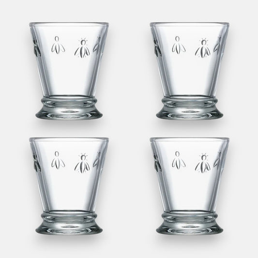 La rochere abeille drinkglazen tumblers transparant 26 cl 4 delige set met bijen reliëf