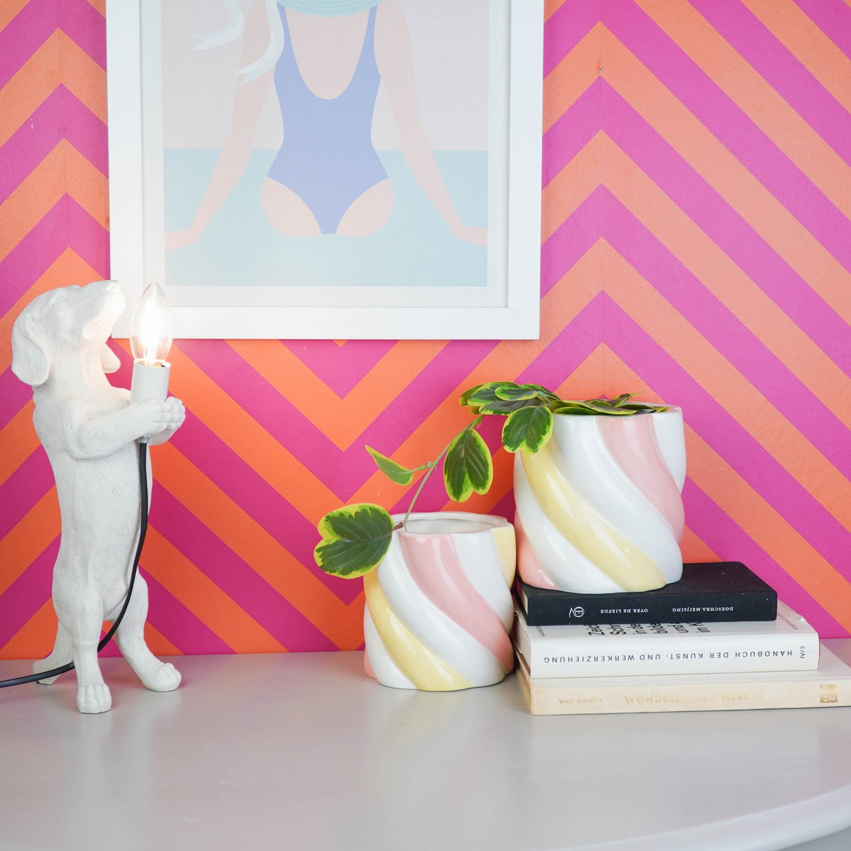 Bloempot Marshmallow | 15,5 ⌀  x 16 cm | Geel / Roze / Wit