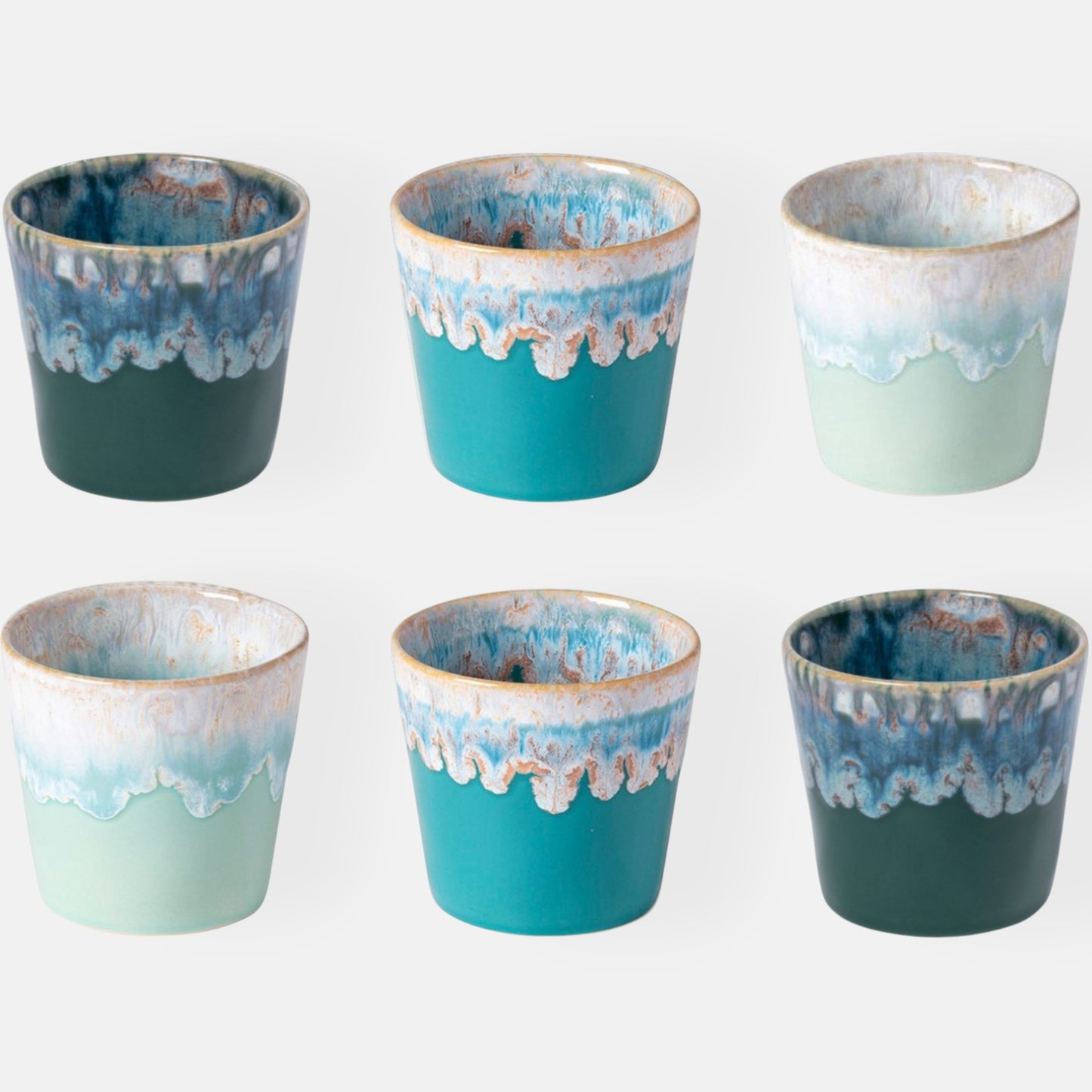 Koffiekopjes Grespresso Costa Nova handgedecoreerd | Set 6 stuks | 21 cl | Forest