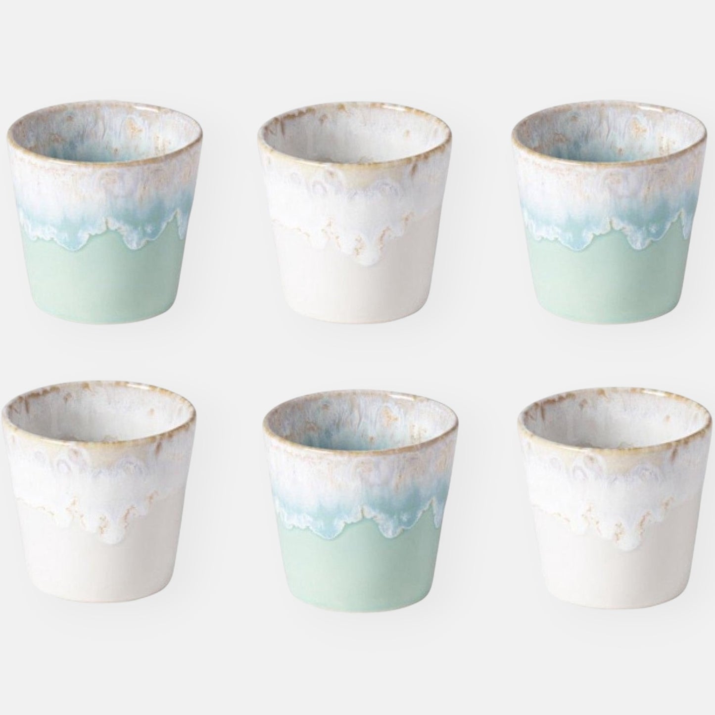 Koffiekopjes Grespresso Costa Nova handgedecoreerd | Set 6 stuks | 21 cl | Aqua