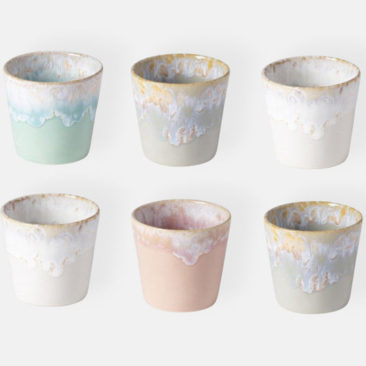 Koffiekopjes Grespresso Costa Nova handgedecoreerd | Set 6 stuks | 21 cl | Soft Touch