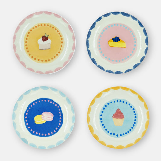 And Nook Sweet Pastry bordenset 4 delig vrolijk gekleurde gebaksbordjes
