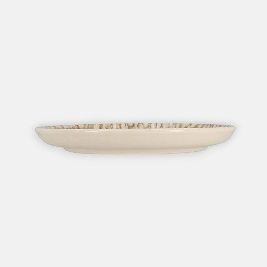 Ontbijtbord 22 cm met grafische print in warme amberkleurige, bruine, blauwe tinten