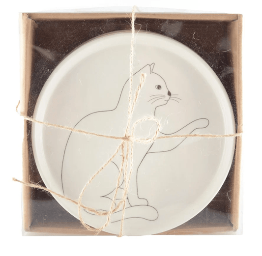 Verpakking ontbijtborden 22 cm katten opdruk zwart wit 4 delige set