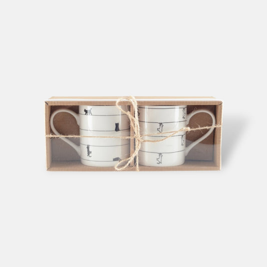 Mokkenset 2 stuks met kattenprint zwart wit verpakking