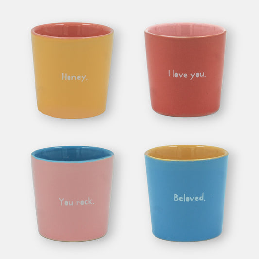 And Nook colorful affection mokkenset vrolijk gekleurd met lieve tekst 4 delig