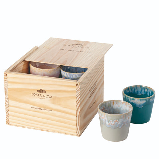 8-delige giftbox van Costa Nova Grespresso lungo kopje van keramiek, 210 ml, taps toelopend design met reactief glazuur op de rand, diverse kleuren