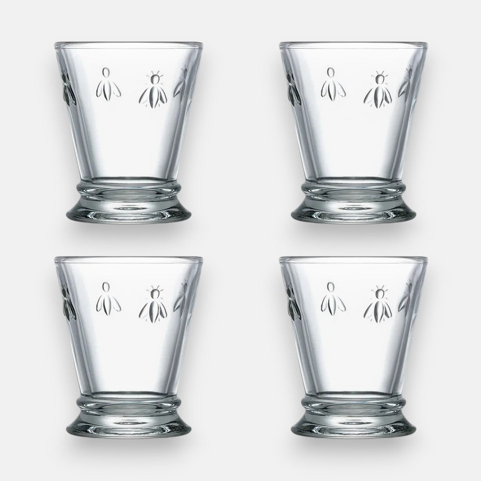 La rochere abeille drinkglazen tumblers transparant 26 cl 4 delige set met bijen reliëf