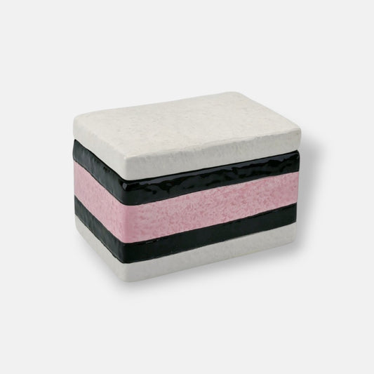 Opbergpotje Engels Drop | 9 x 6 x 7 cm | Roze / Zwart / Wit