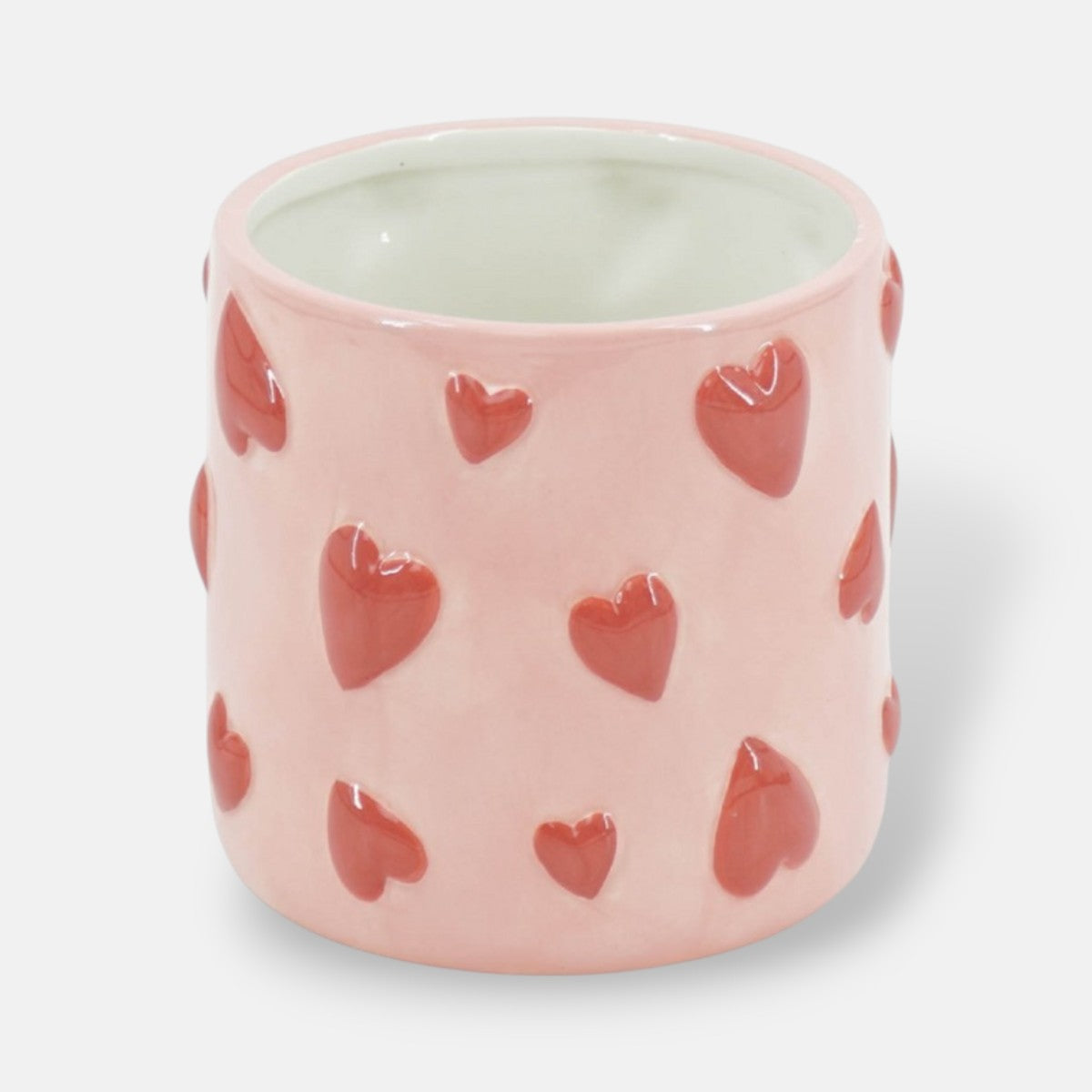 Bloempot Hartjes | 15,5 ⌀  x 16 cm | Roze / Rood