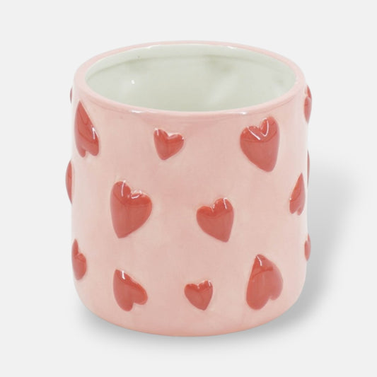Bloempot Hartjes | 15,5 ⌀  x 16 cm | Roze / Rood
