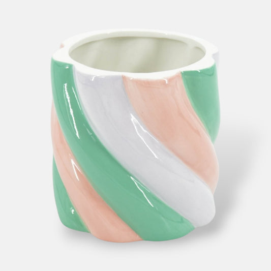 Bloempot Marshmallow | 15,5 ⌀  x 16 cm | Roze / Groen / Wit